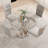 47.2" Dining Table Set for 4, Modern Round Glass Dining Table Set With 4 Upholstered Chairs, for Dining, Kitchen-218749486-218749473-218749474