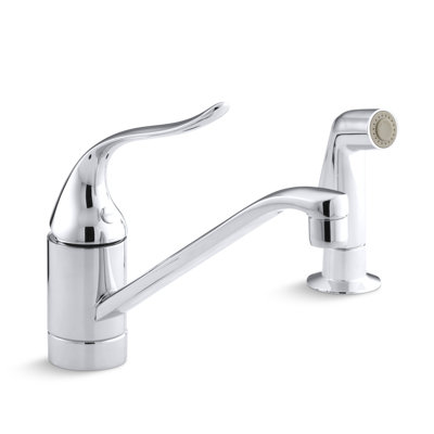 Coralais Two-Hole Kitchen Sink Faucet with 8-1/2" Spout, Matching Finish Side-Spray and Lever Handle