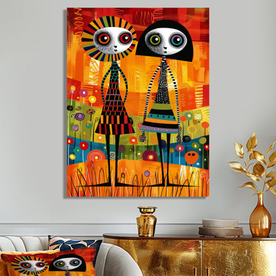 Carnavalesque, gothique, fantaisie, couple, coloré, couple, art mural, salon