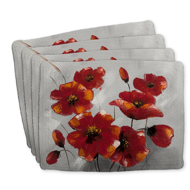 Ensemble de 4 napperons tressés en polyester anémone