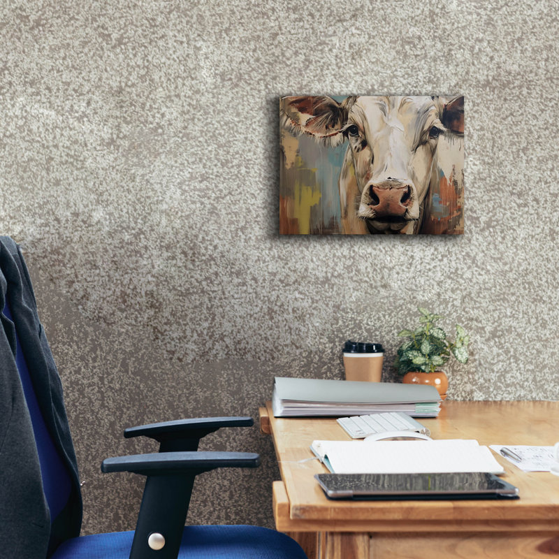 «The Cow No 1» par Andreas Magnusson, art mural sur toile, 34 po x 26 po, H 12 po x l 16 po x P 0,75 po