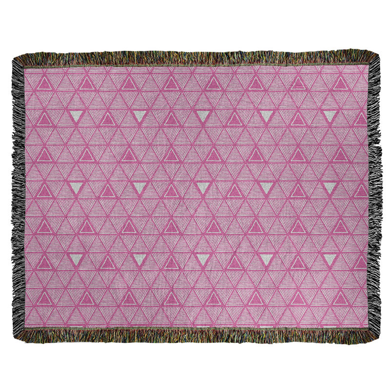 Patricia Geoffrey Hand Woven Throw Blanket, 37" W x 52" L, Pink