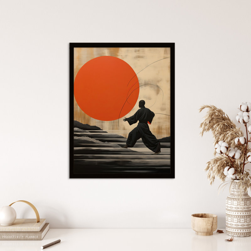 Qigong Sunset Shaolin Monk Practicing Movement Meditation - Single Picture Frame Print
