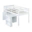 Lit mezzanine simple avec rangement, tiroir, tablette et bureau coulissant, fabrication en bois d'hévéa, barrière de sécurité et échelle-1398409667