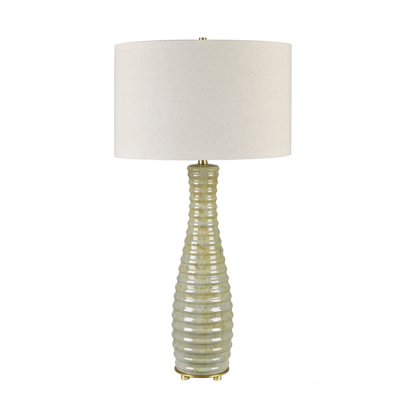 33" Metal Table Lamp With Oat Shade
