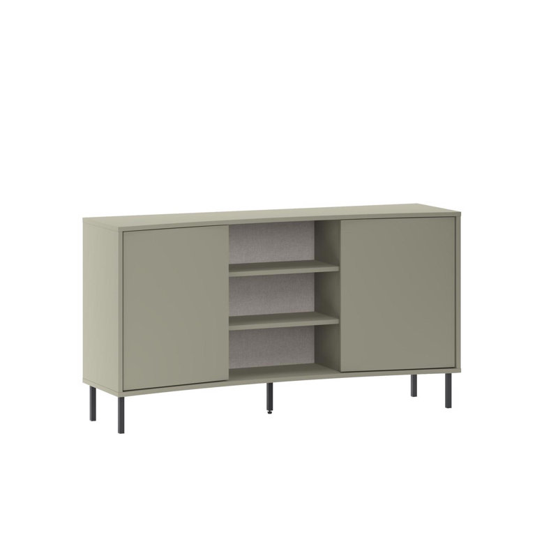 Frem 2 Door Curved Sideboard Buffet Unit Black Metal Legs, Green
