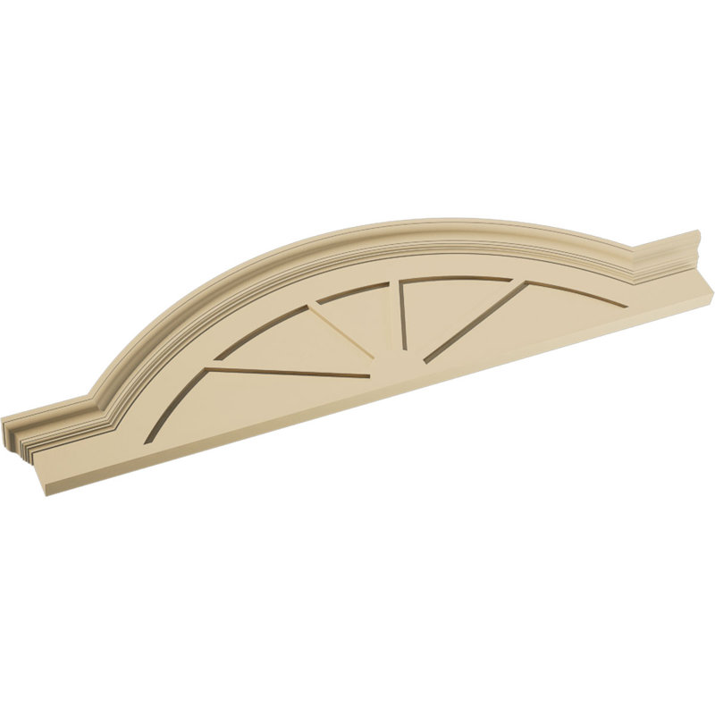Arche en segment de 58 po x H 15-1 / 2 po x P 3 po avec fronton en uréthane Signature Flankers 4 rayons, brun clair apprêté