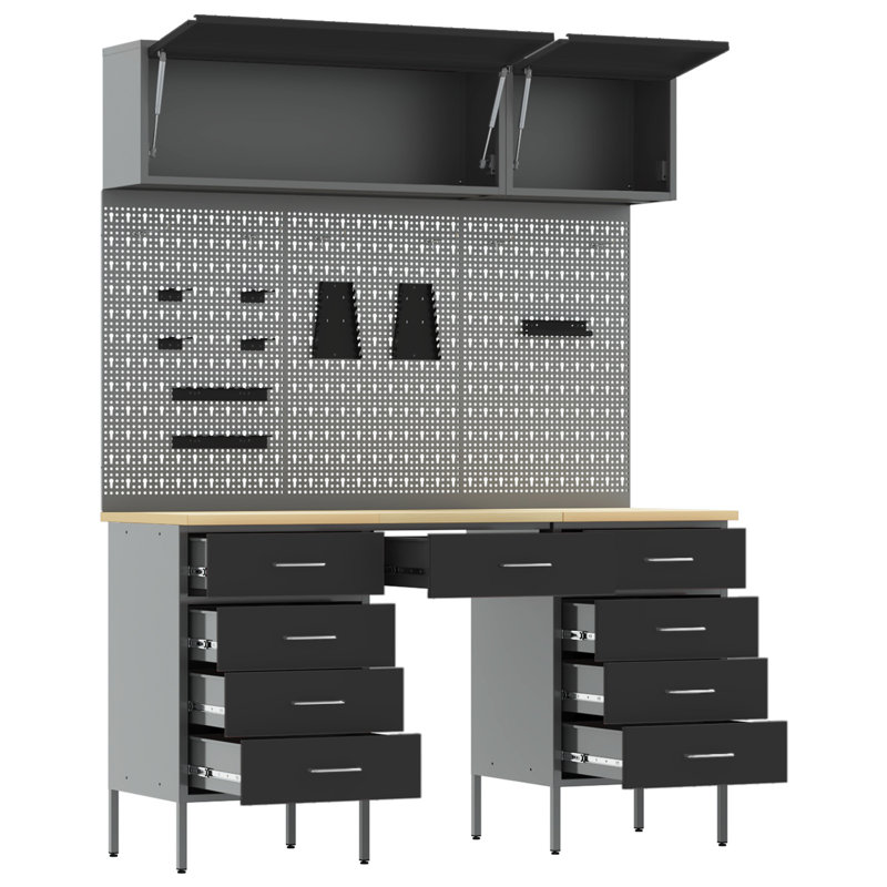 Set Of 6 Steel, Height-Adjustable, Black