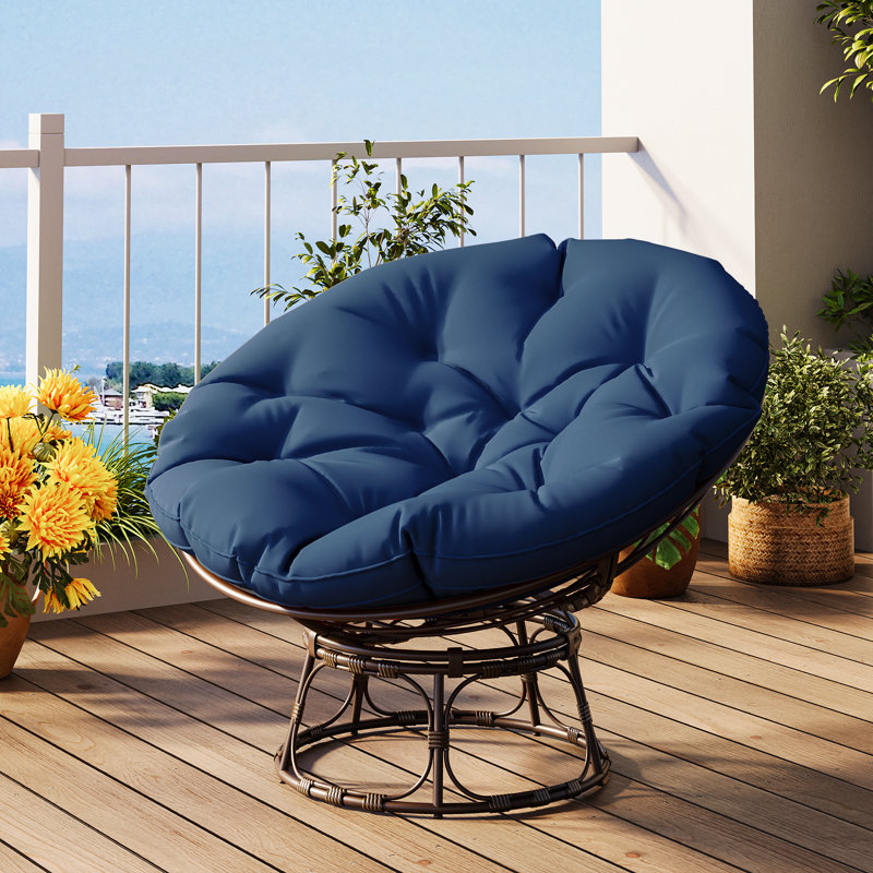 Chaise de patio avec coussins Papasan, Bleu, L 49 po x H 36 po x P 12 po