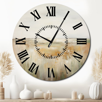 Meadow Grasslands Minimalism II - Landscapes Black Face Wall Clock