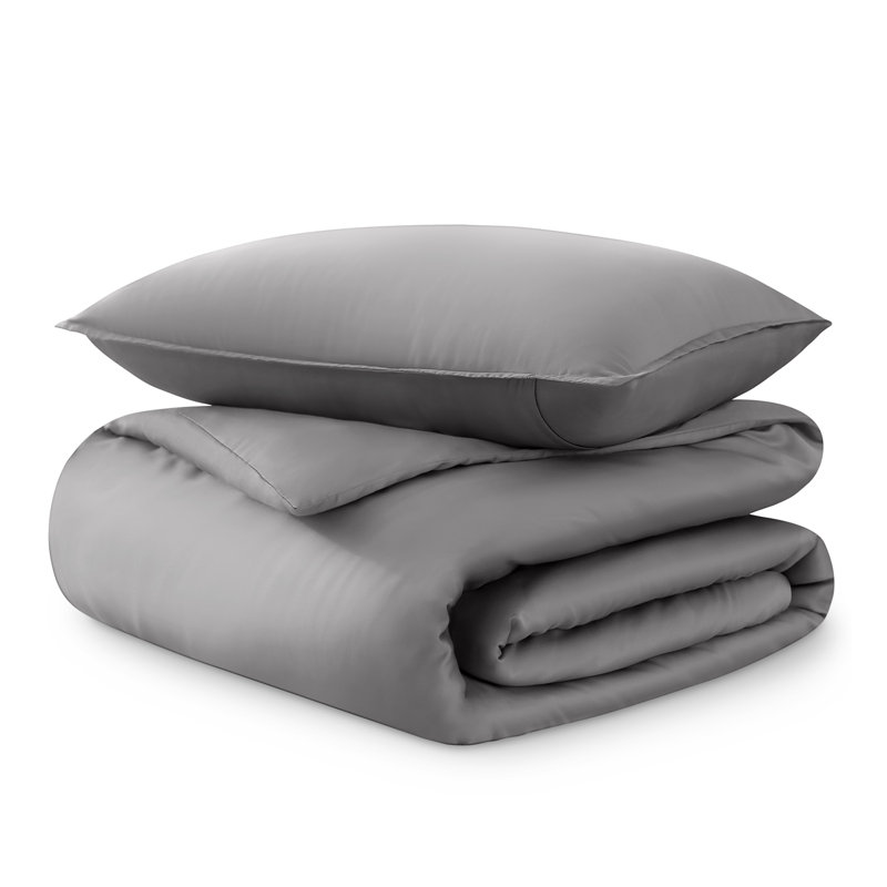 Twin/Twin XL Light Gray TENCEL Lyocell Duvet Cover Set
