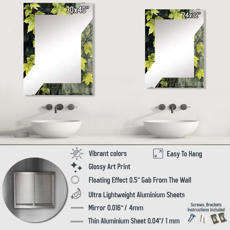 Eileene - Miroir mural floral, 40 po x 30 po