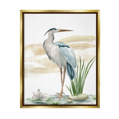 «Stupell Industries Heron & Lotus Flower», art mural sur toile par Melissa Wang