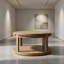 Table basse et canapé de 31,5 pouces en bois massif rond - plateau épaissi à deux niveaux, pieds robustes, table circulaire pour le salon (noyer)-1704331922