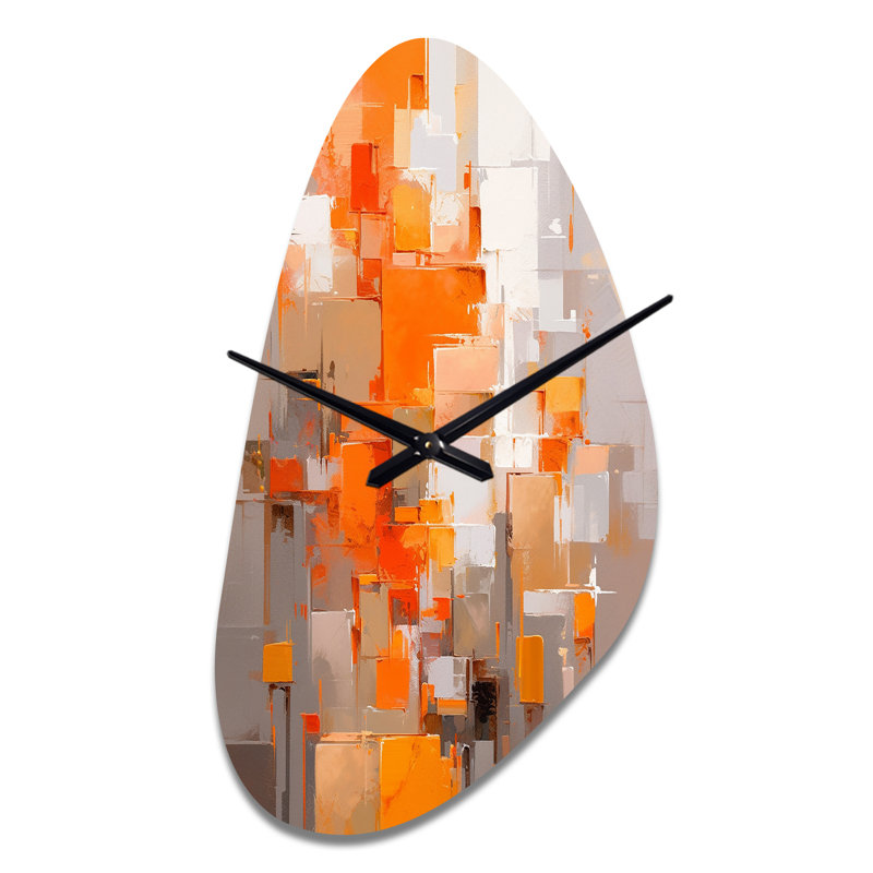 Horloge murale 3D cubique orange brisée, Moyenne