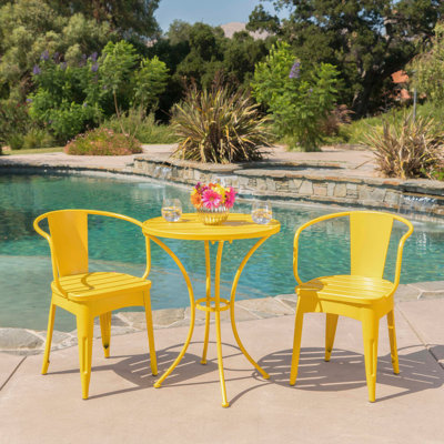 3-Piece Metal Hitesh with Durable Iron Construction and Stackable Chairs for Compact Outdoor Spaces