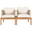 Fauteuil club d'extérieur en bois d'acacia et corde avec coussins