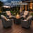 5 Piece Outdoor Patio Furniture Set With 50,000 Btu Fire Pit Table, 4 Wicker Swivel Chairs With 6 Inch Olefin Cushions, Patio Conversation Set For Backyard, Deck, Porch, Gray/beige-937565122
