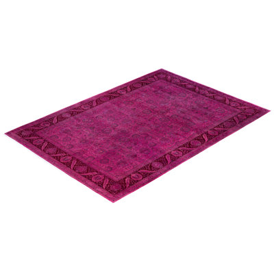Tapis rose en laine noué à la main Caceres 10 pi 2 po x 14 pi 2 po