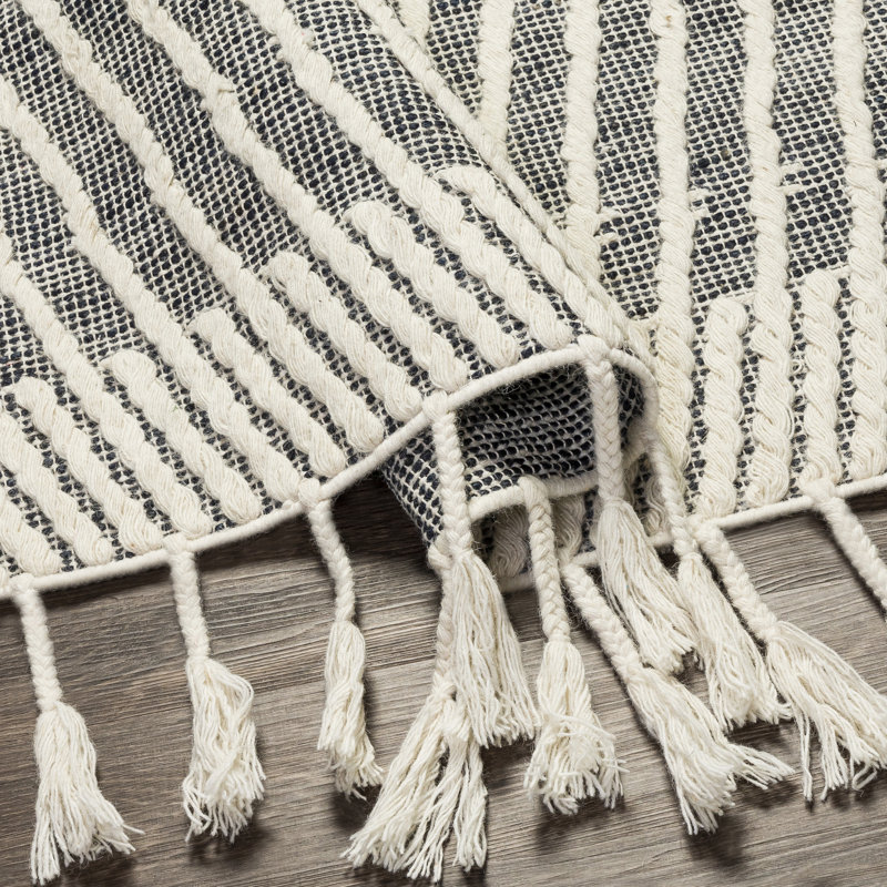 Bohemian Black Spot Braided Wool Runner Rug 30" x 96"