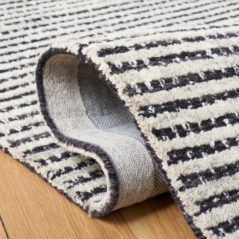 Jennaca Hand Tufted Wool Striped Rug, Rectangle 3' x 5'