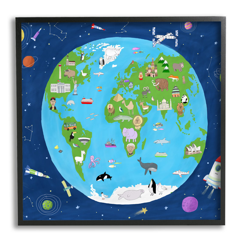 Étoiles de la Terre et de l'espace, H 17 po x l 17 po x P 1,5 po, Giclée encadrée noir minuit