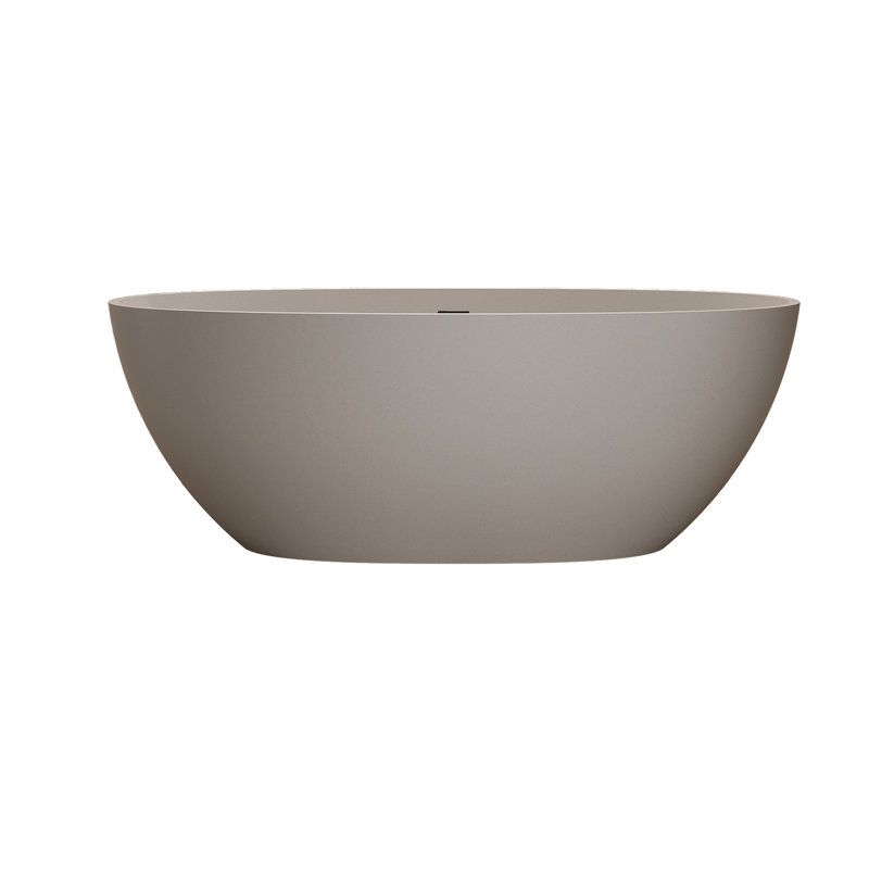 Beige 71'' Freestanding Bathtub, Solid Surface, Spacious Interior, To Cosmetics, Slow Heat Loss Surface Soaking Bathtub With Overflow And Pop - Up Drain, , Wear , Easy Clean, Ergonomic Design For