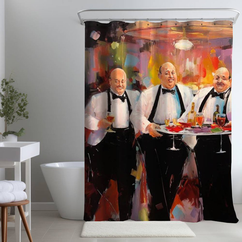 White Kitchen Food – Proud Waiters Home – Polyester Shower Curtain, Dye Sublimation Print, 71" W × 74" L