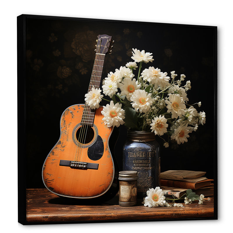 Country Music Melody 1 - musique, art mural, Cadre flottant noir, H 30 po x l 30 po x P 1,5 po