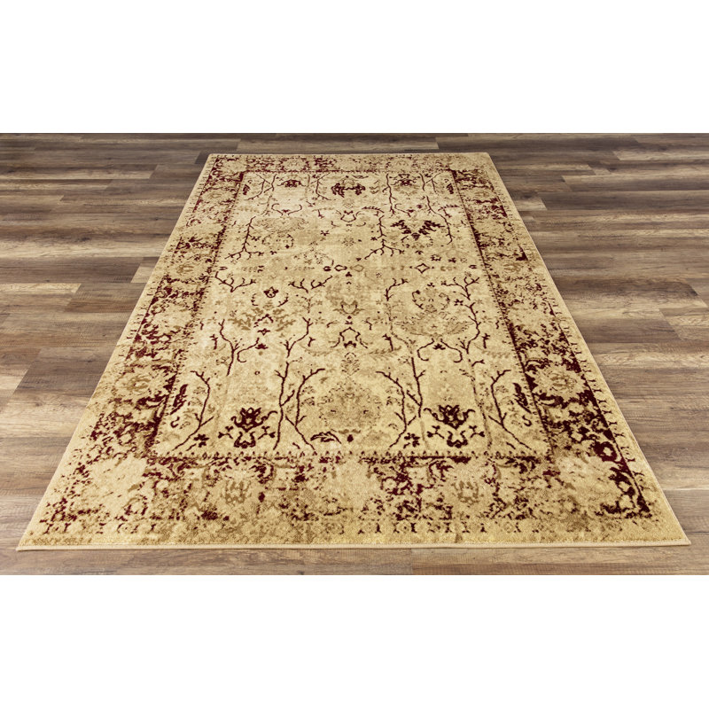 Tapis rouge / crème Caladoc, Rectangle 6 pi 7 po x 9 pi 2 po