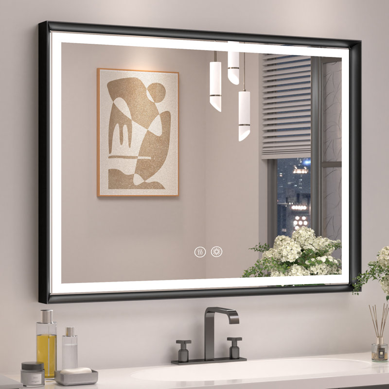 Miroir de salle de bain Smart Smart, 30 po x 40 po, Noir mat