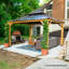 Abri de jardin permanent en bois de cèdre 11 pi x 13 pi avec toit double en acier brun pour terrasse Sunjoy