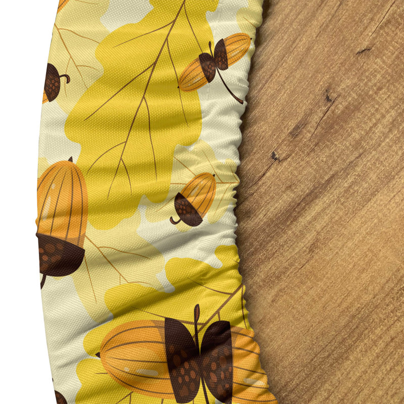 Winston Porter Autumn Fitted Round Tablecloth Yellow Cream Brown, 51.97" Round