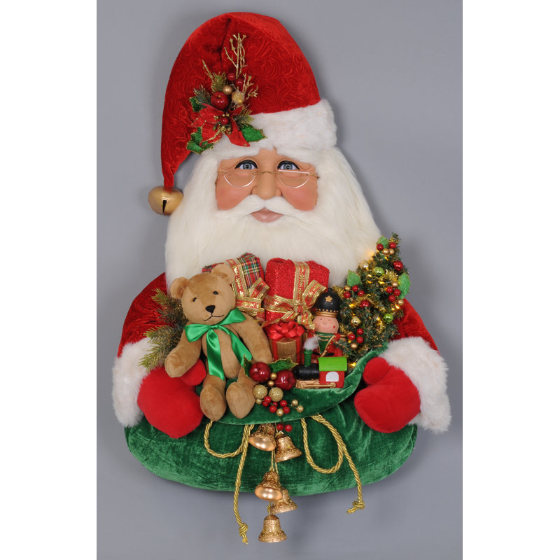 Lighted Santa Head with Gift Bag