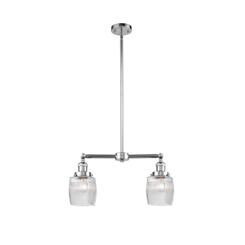 Luminaire suspendu linéaire à 2 lumières pour îlot de cuisine Mireya, Chrome poli, Ampoule non incluse