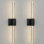 24''W Dimmable Led Iron Black Wall Sconce With Seeded Tempered Glass