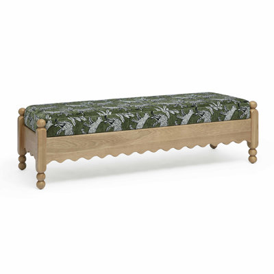 Thelma Olive Green Leopard Jacquard Bench