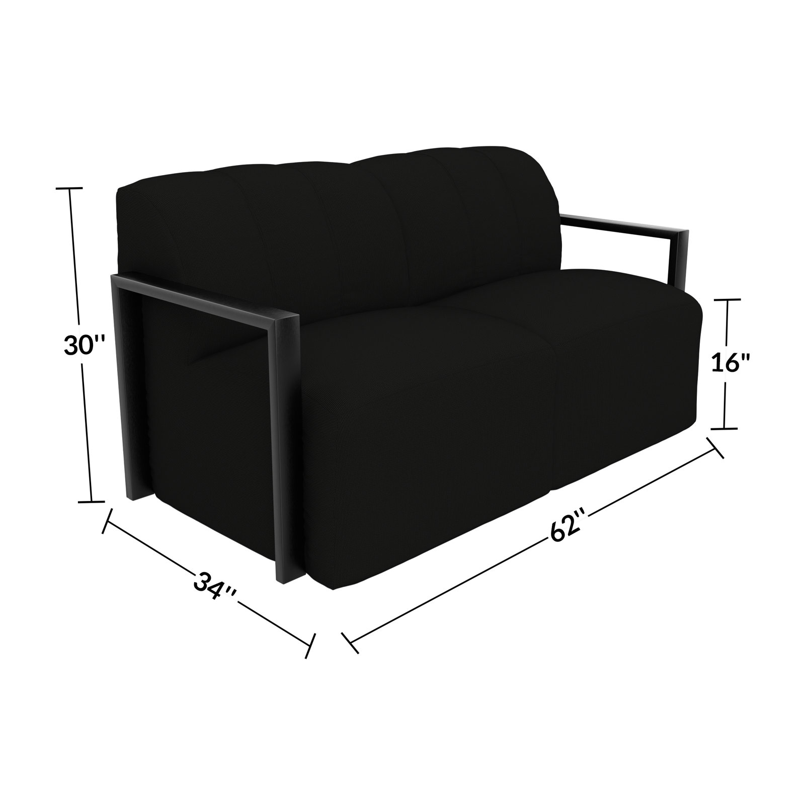 Rosalie 62" Sunbrella® Patio Loveseat, Black