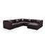 Ensemble de canapé modulaire en forme de L de 132,5 po, canapé modulaire rembourré en similicuir 5 places avec conception touffetée à la main pure, 1 repose-pieds et 5 coussins, combinaison multiple pour le salon, brun foncé