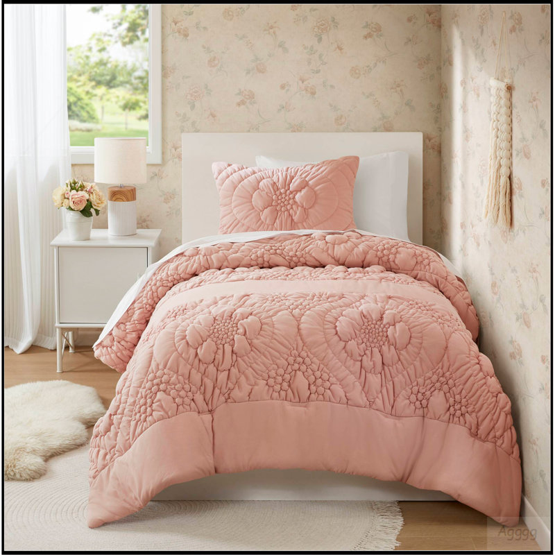 2-Piece Twin Comforter Set,Pink