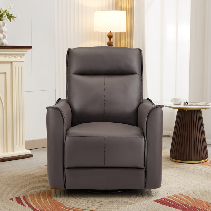 Fauteuil inclinable oscillant l 31,5 po Tayani, Cuir végétalien brun chocolat