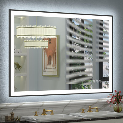 Aevar UL Certified Front & Back LED Anti-Fog Tempered Glass Framed Bathroom/Vanity Mirror with 3-Year Warranty