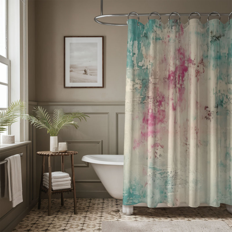 Rideau de douche Teal Nostalgia - Premium, H 74 po x l 71 po