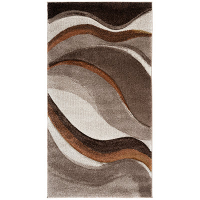 Tapis beige / brun à motif abstrait Ducor