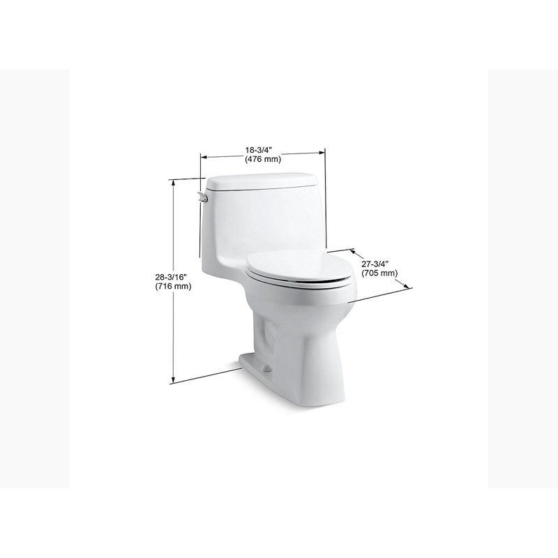 Santa Rosa™ 1.6 GPF Compact Elongated One-Piece toilet (Seat Included), Ice Gray