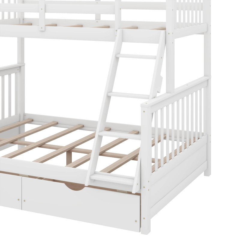 Janete Kids Twin Over Full Bunk Bed with Drawers, White