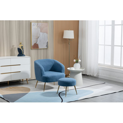 Upholstered Barrel Chair with Ottoman