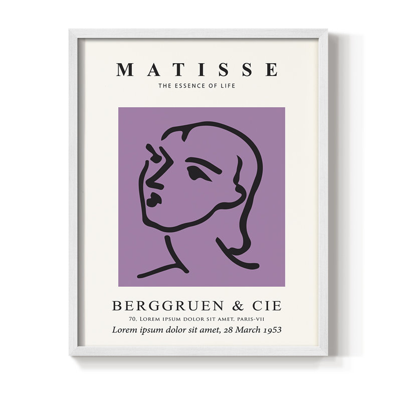 Matisse CVIII Framed Print - Solid Wood, 14" H x 11" W, White