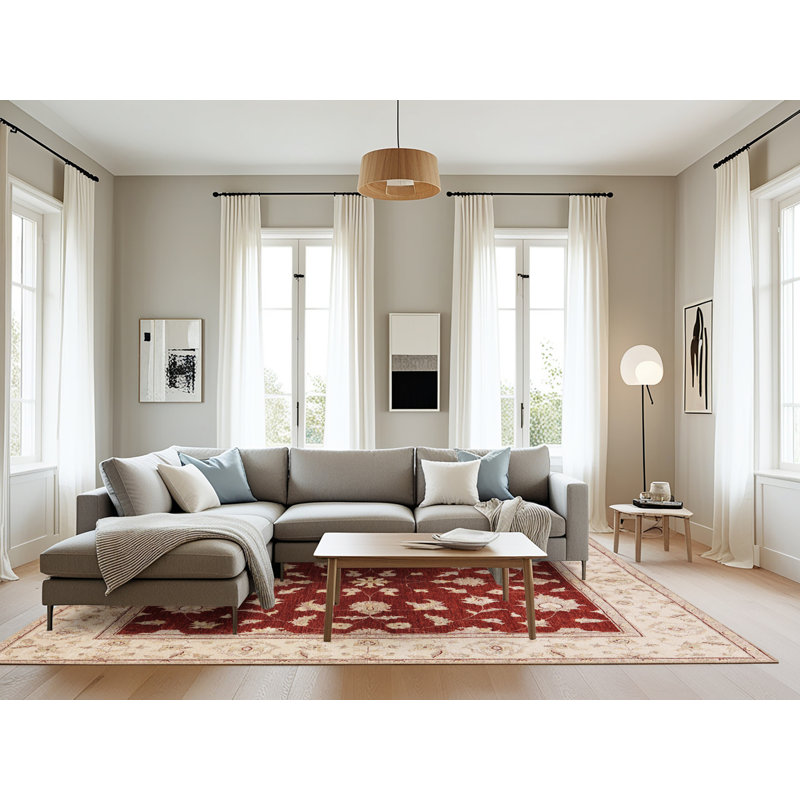 Tapis ivoire / rouge Roald, Rectangle 8 pi x 12 pi