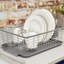 Tower T847001 Compact Dish Rack with Removable Cutlery Drainer, Colour Coated Stainless Steel, Grey , 32 x 45 x 15 cm